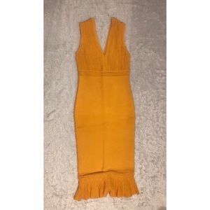 Tight Mustard Yellow Midi Dress